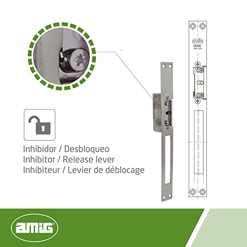 Amig - Elektrischer Türöffner von Embutir | Mod.20 | 250 x 25 x 3 mm | Stromstärke 1,1 A | Inklusive Spule mit 8-12 V Strom | Schloss für Torten, Geschäfte oder Büro