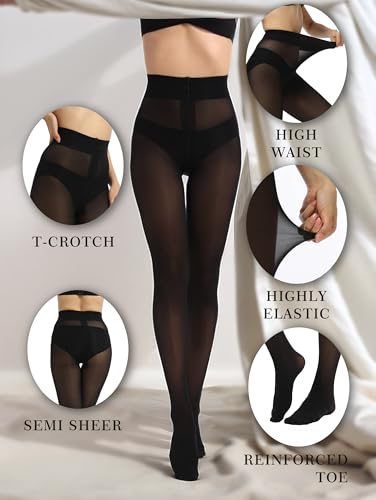 Rip Resistant Tights for Women, 40D Semi Sheer High Waist T-Crotch Durability Pantyhose4