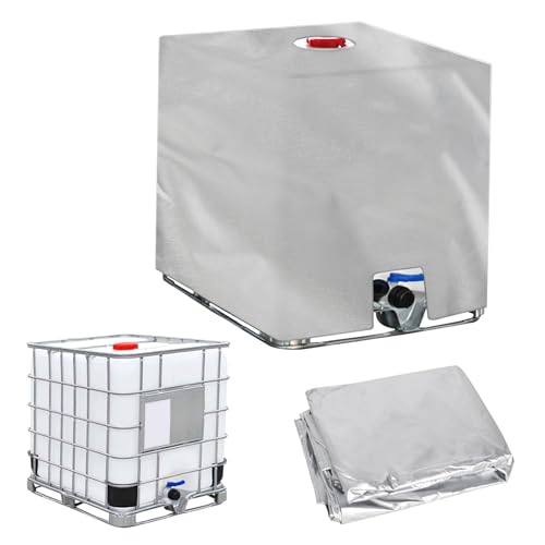KYSUN Cubierta para Depósito de Agua, IBC Funda Depósito, Lona de Depósito de Agua 1000 Litro, Impermeable Cubierta Depósito Agua, Antipolvo Anti UV Funda Cubierta Protectora, 120x100x116cm, Plateado