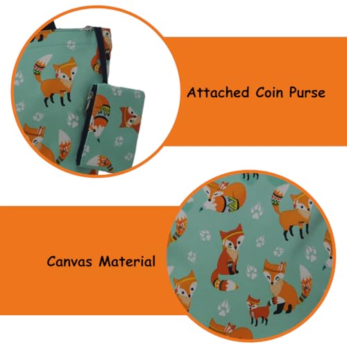 Image of NGIL Medium Top Zipper Closure Canvas Tote Bag with Attached Matching Coin Purse For Moms and Nurses