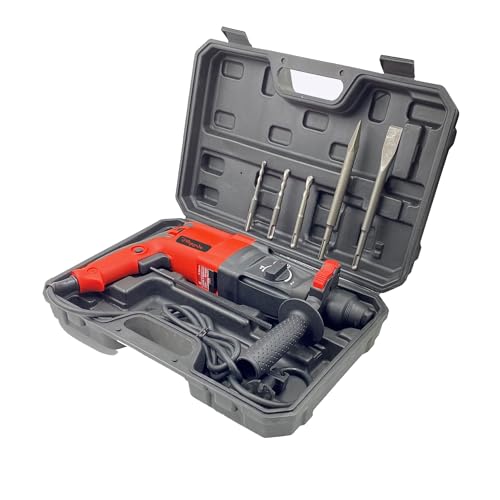 Image of Hillgrove HGCM1041M6 All Purpose 26mm Hammer Impact Drill Machine Forward /Reverse Rotation with 5Pcs SDS Plus Bits for Making Holes in Metal /Wood /Concrete Hammer Drill (26 mm Chuck Size, 1200 W)