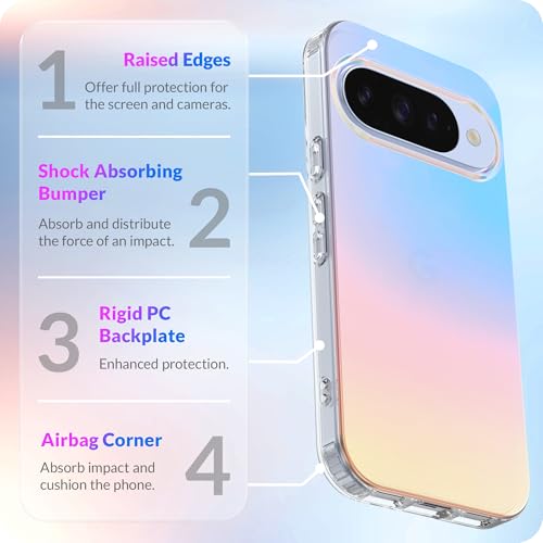 LONLI Hue Case for Google Pixel 10 Pro XL - Fluorescent Holographic Iridescent Phone Case - [Raised Camera Frame] - Cute and Unique Phone Cover for Girls and Women - image 5