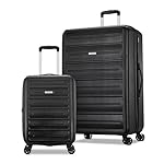 American Tourister Westridge Hardshell Luggage Set - 2 Piece Set - 20/28" Carry-On & Large Checked Luggage Set with Spinner Wheels - Expandable Hard Suitcases for Travel - Hard ABS Shell - Black