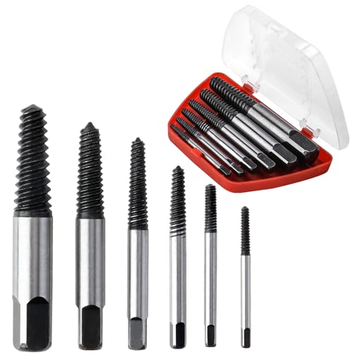 6 Piezas Extractor de Tornillos 3-25mm, Extractor de Tornillos Rotos para Saca Tornillos Rotos Quitar Tornillos Dañados, Juego de Extractores de Tornillos, 6 Tamaños
