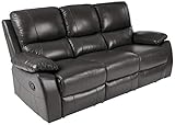 Homelegance Greeley Manual Reclining Sofa, 79“ W, Gray Genuine Leather