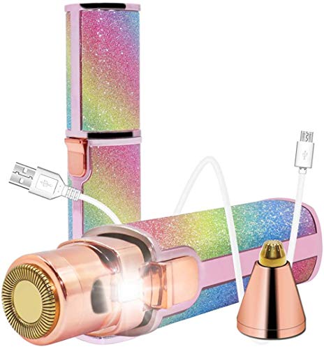 Painless Eyebrow Trimmer & Facial Hair Removal For Women, Electric 2-in-1 Eyebrow Razor & Hair Remover Shaver For Women & Men, Smooth Nose Trimmer & Lips Hair Remover Built-in Led Light