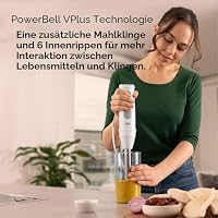 Braun Stabmixer MultiQuick 5 MQ 50001 M, 1000W, 21 Geschwindigkeitsstufen+Turbo, Edelstahl Pürierfuß, Easy Click System, SplashControl, Inkl. 600ml Becher, Weiß – Ansicht 2