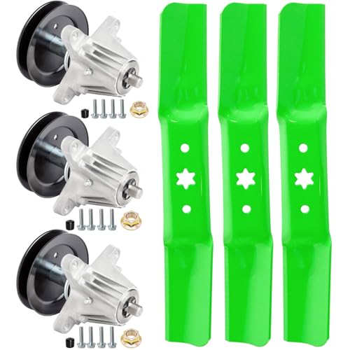 50 Inch Mower Deck Rebuild Kit Fit for Cub Cadet Ultima ZT1-50 XT1-50 ZT2-50 RZT-L50 S50 LX50 MTD G8200 G8300 Troy-Bilt Mustang XP 50 Lawn Mower Includes (3) Spindle 918-06980 (3) blades 942-05052A