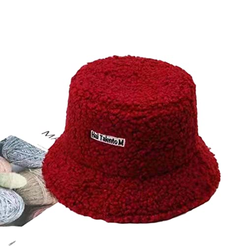 ChapéU De Pele De Cordeiro Para Senhoras Outono E Inverno Tingido Mao ChapéU Balde De Inverno Quente