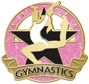 Crown Awards Glitter Gymnastics Lapel Pin - Pink Star Gymnastics Pins