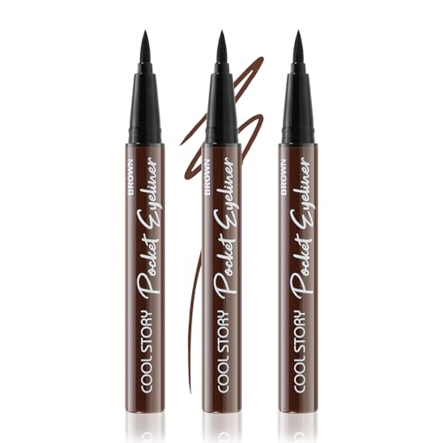 Boobeen 3pcs Delineador Líquido Resistente al Agua Negro y Marrón