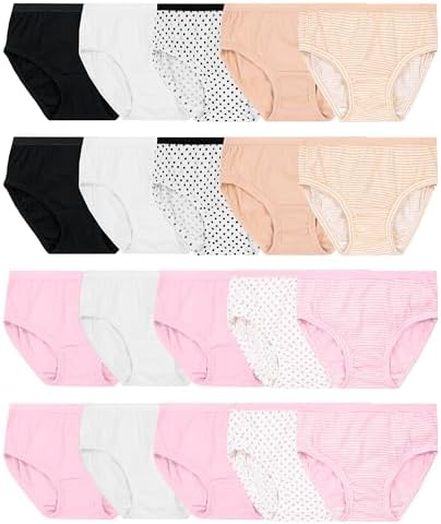 Fruit of the Loom girls Tag Free Cotton Brief Underwear Multipacks Briefs (pack of 20)