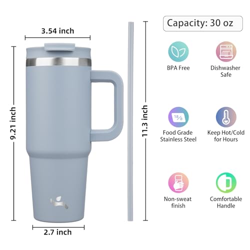 Image of Konokyo 30 oz Insulated Tumbler Water Bottle with Handle, Straw Lid