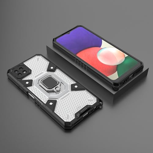 Image of Tough Armor Bumper Back Case Cover for Samsung Galaxy F42 5G | Ring Holder & Kickstand in-Built | 360 Degree Protection Back Case Cover for Samsung Galaxy F42 5G (Transparent)