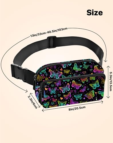 Image of Butterfly Fanny Pack Lightweight Belt Bag Fashion Waist Pouch | Waterproof, crossbody bags for women, sports, running, traveling, hiking
