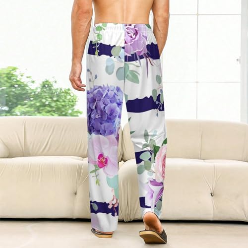 Bas de pyjama femme long rose pourpre en taille S avec poches - 2