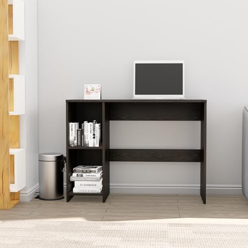 Image of Bniture Wooden Study Table for Home | Engineered Wood Study Table with 2 Storage Shelf | Multi Purpose Computer Desk for Writing & Study | Laptop Table for Study Room & Office | Flower Wenge