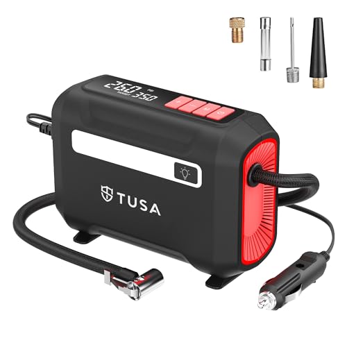 Image of TUSA Drive Go 12V DC Tyre Inflator | Large Dual Digital Display | 3X Faster Inflation Portable Air Compressor| For Car, Bike, Ball & Motorcycle