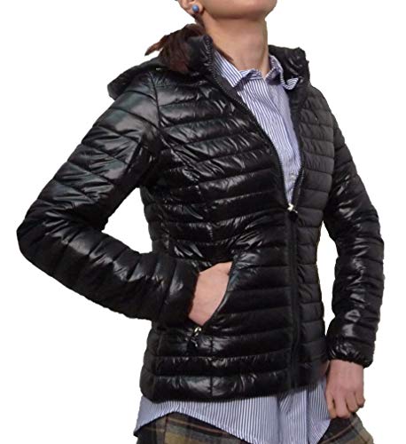Veste 100 grammes légère doublée en duvet Écologique Couette Couette mi-saison femme Fille Mode, Noir , XL