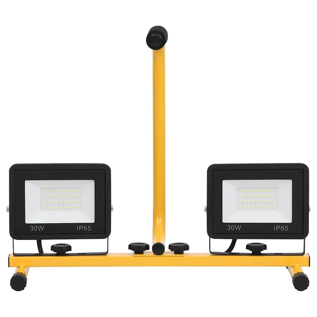 Reflektor LED z uchwytem 2 x 30 W, lampa robocza z kablem o długości 3 m, 4200 lm, 3000 K, przenośny reflektor budowlany do warsztatu i na placu budowy