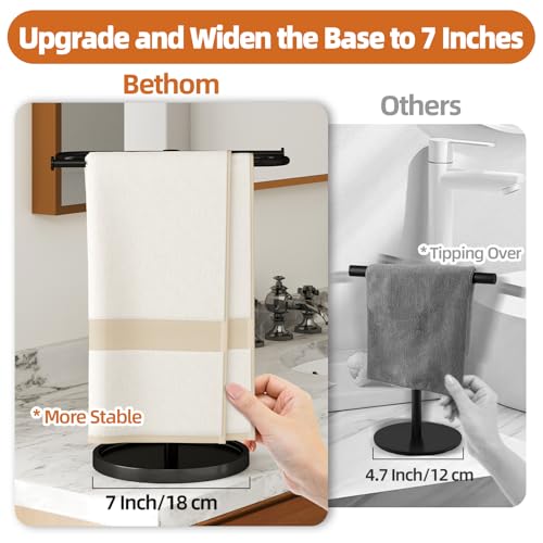 Foto de Toallero de acero inoxidable para encimera de baño, barra de toalla de pie en forma de S con capacidad para 2 toallas para encimera de cocina, color negro (imagen 3)