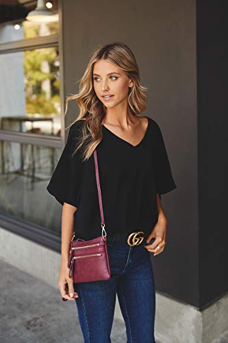 Image of FashionPuzzle Multi Zipper Pocket Small Wristlet Crossbody Bag