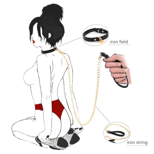 SM Halsband mit Leine Einstellbares Halsfessel Kette mit O-Ring, PU Leder BDSM Halsband Collar, Bondage Fesseln, Fetisch SM Sexhalsbänder für Paare, Erwachsene Sexspielzeug für Sex