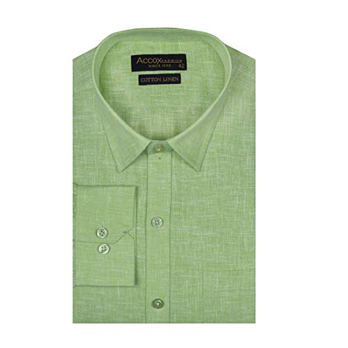 Image of ACCOX Men's Long Full Sleeves Regular Fit Cotton Linen Formal Plain Shirts(GCR53)