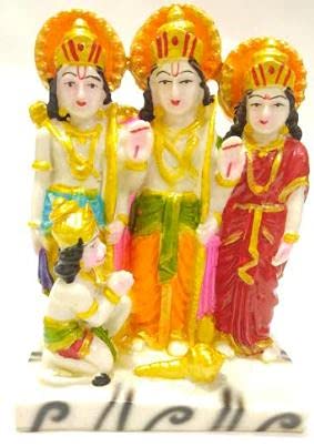 Krishna Creations G- Ram Darbar Murti Idol, collectable for Spiritual use,Decorative showpiece, Made of Marble dust Fibre Stone Size (16 x12 x 7 cm H x L x W) for car dasboard,Temple,mandir puja