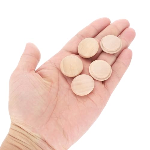Image of uxcell 26Pcs Wood Button Plugs, 20mm /0.79 inch Hardwood Screw Hole Plug Mushroom Wooden Caps Buttons Wood Plug for Furniture Woodworking Craft Decor (25mm x 20mm)