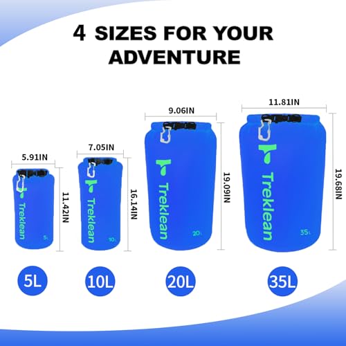 Image of Lightweight Dry Bags Waterproof for Kayaking,5L /10L /20L /35L Roll Top Dry Sack Waterproof Bags for Travel Boating Camping Beach (Blue, 10L)