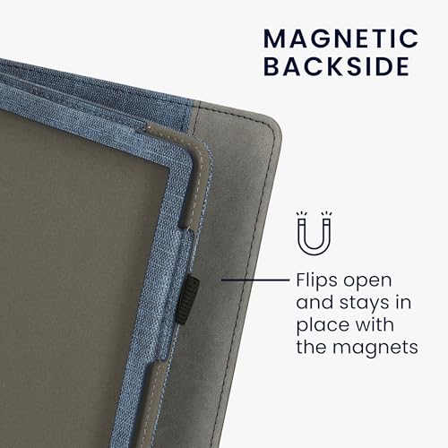 Miniatura 5 de Kwmobile Carcasa Compatible Con Amazon Kindle Scribe 2022 2024 Funda - Funda Con Stand Agarre De Mano Y Tarjetero - Azul Oscuro Gris Oscuro