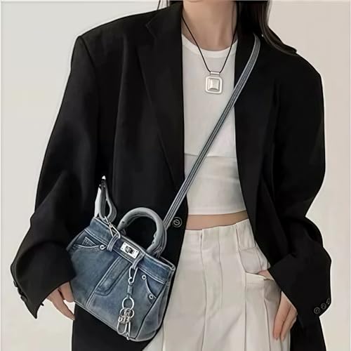 Denim Crossbody Bag for Women, Classic Blue Jean Shoulder Handbag Trendy Top Handle Purse Lightweight Shopper Satchel3
