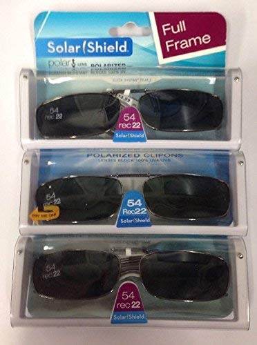 3 SOLAR SHIELD Clip-on Polarized Sunglasses 54 Rec 22 Scratch- Resistant Black Full Frame2