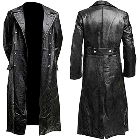 LFEOOST Leather Jacket Long Trench Coat Cover