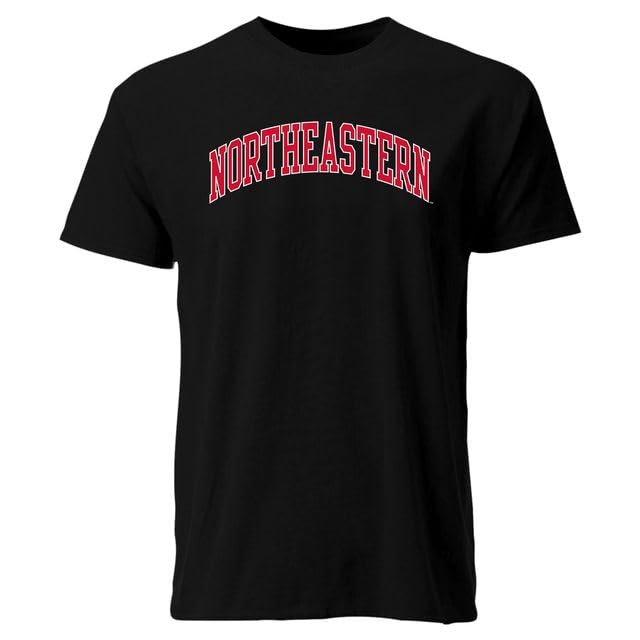 Barnesmith Northeastern University NU Huskies Short Sleeve Adult Unisex T-Shirt Classic Black X-Large