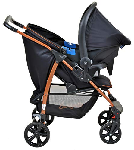 Burigotto Carrinho de Bebê com Bebê Conforto Ecco, Até 15 kg, Preto e Cobre
