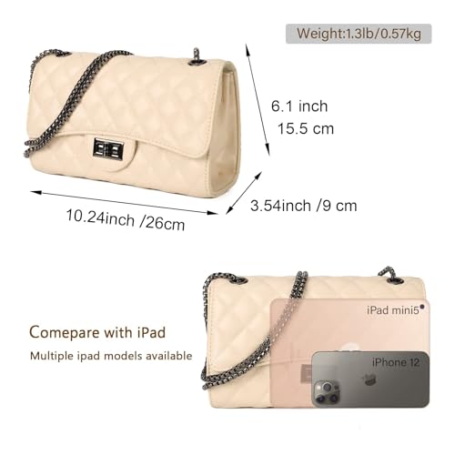 Image of Gladdon Quilted Crossbody Purse for Women Trendy Shoulder Bags | Stylish Shoulder Purse,Quilted Pattern,Structured bag,Chain Strap,Spacious Enough,Casual and Dressy Outfits,Any Occasion