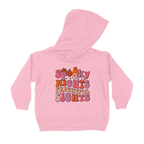 Spooky Nights Frightful Sights Kids Hoodie Sweatshirt Toddler 4T Light Pink