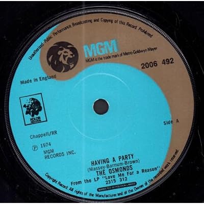 The Osmonds - Having A Party - MGM Records - 2006 492, Kolob Records - 2006 492