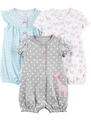 Simple Joys by Carter's Baby 3-pack Snap-up Rompers, blue swan/white floral/grey dot, 3-6 months