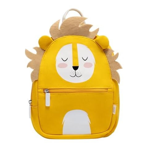 uninni Toddler Mini Backpack for Girls and Boys, Child Backpack for School and Travel, Kindergarten, Elementary, Kids Ages 2–5, Padded Back, Adjustable Straps - Lion Cover