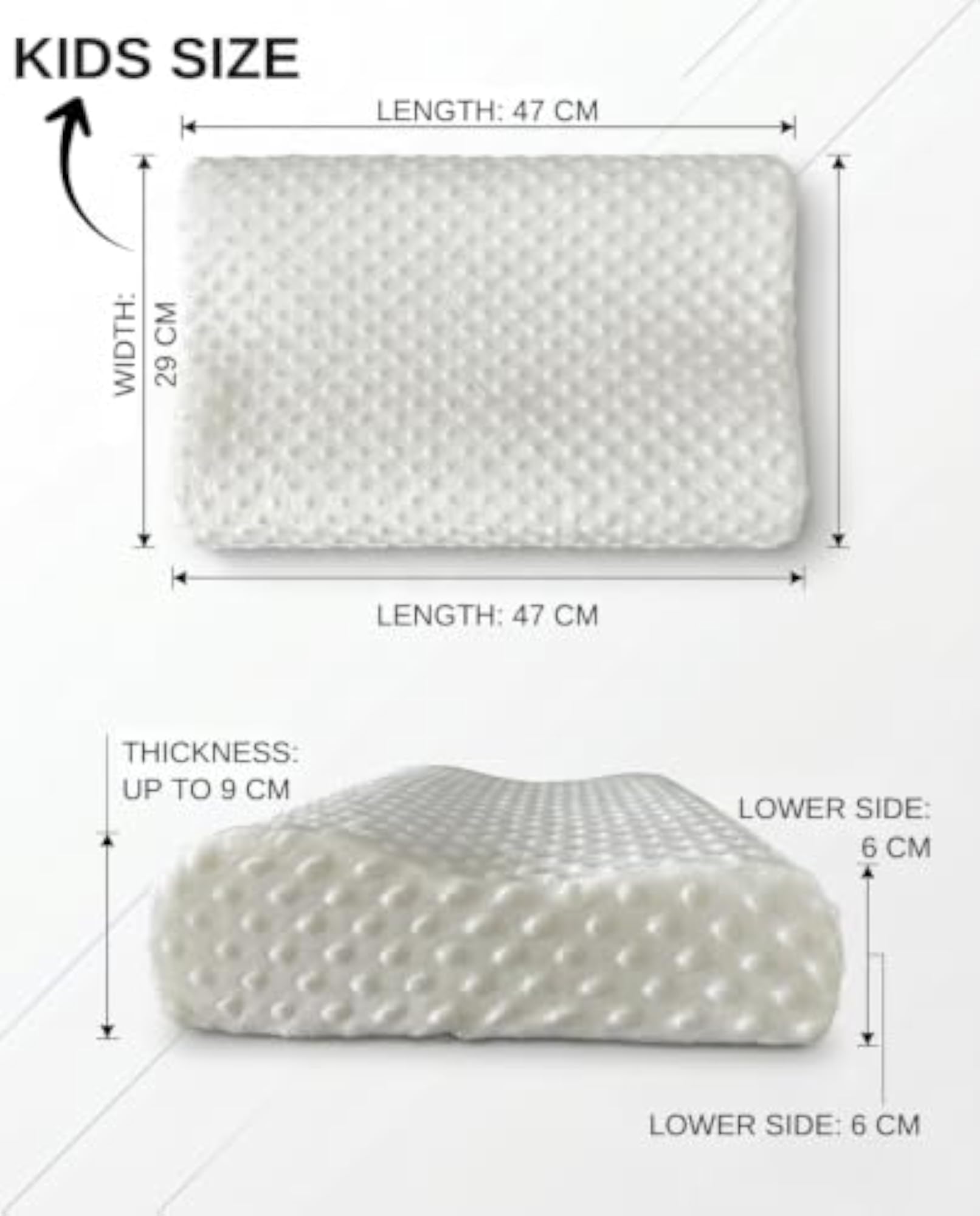 Kids Memory Foam Contour Neck Support Pillow 47x29 cm