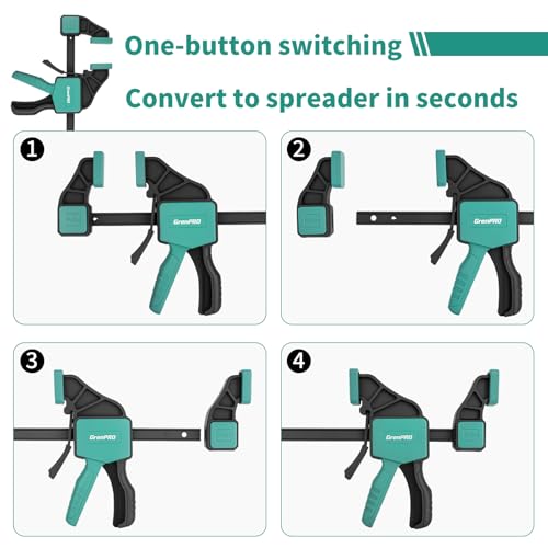 GRENPRO 8-Pack Bar Clamps for Woodworking, 12" and 6" Bar Clamps, Working Clamp Sets, Quick-Change F Clamps, 150 LBS Load Limit - Image 4