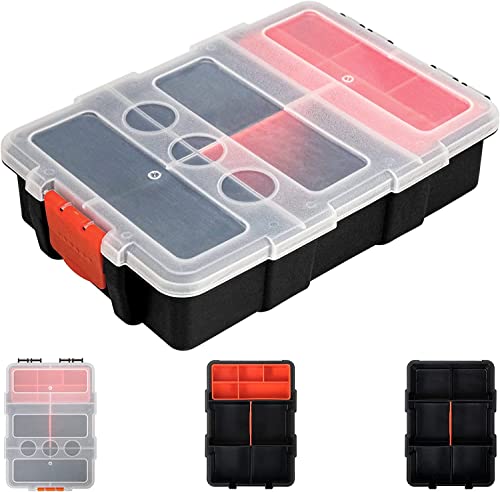 INHEMING Boîte Outils Vide en Plastique, Organiseur Outils,Mallettes de Rangement à Compartimentées, Idéale pour Vis, écrous, Petites Pièces