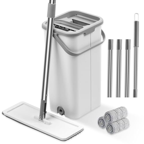 Flat Mop and Bucket System, Separates Dirty and Clean Water,
