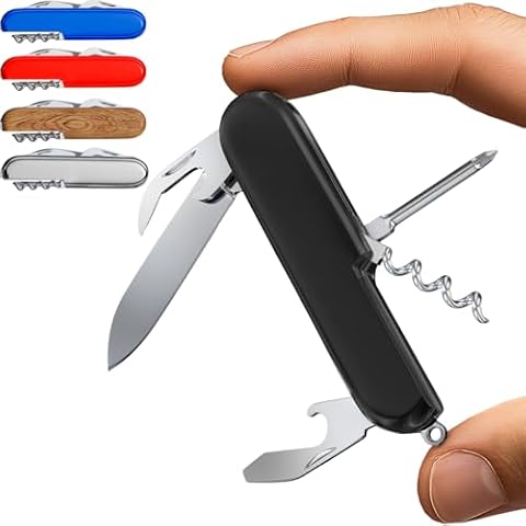 Multi Function Mini Knife - Best Keychain Accessories - Small Utility Multi Purpose Tool for EDC Camping Hiking - Cool Mens Birthday Gift Ideas for Men and Women 5005 R Cover