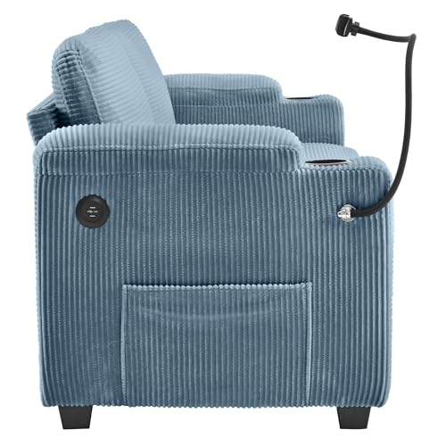 Image of ERYE 72-Inch 2 Seat Sofa Couches W /Foldable Full Size Memory Mattress Sleeper Bed, Functional Convertible Loveseat Sofa Striped Corduroy Upholstered Couch for Home Apartment