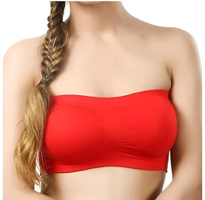Image of D & J SHOP Women Tube Bra,Everyday use Comfortable Bra,Gym Bra,Stretchable Strapless,Non Padded & Non-Wired,Dance wear and Any Sport Activity,Multicolor,Free