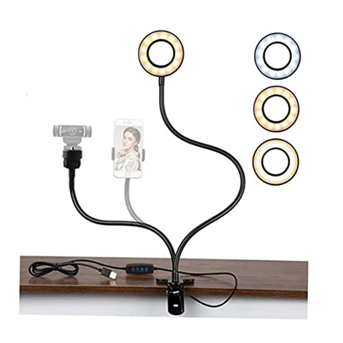Aro de luz de clip para escritorio y lecturas cómodas en tablet con soporte de metal 4